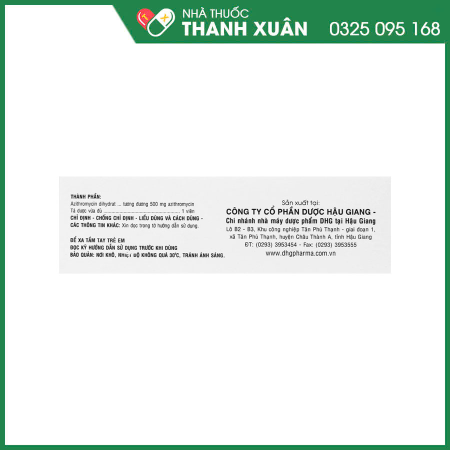 Zaromax 500 thuốc điều trị nhiễm khuẩn đường hô hấp trên, tiết niệu, sinh dục, da&amp;mô, nhiễm khuẩn răng miệng